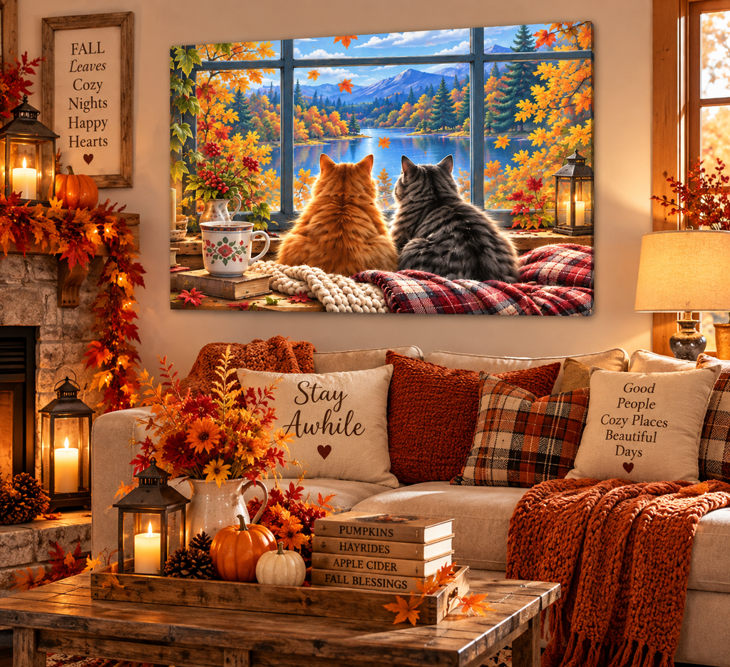 Autumn Window Watchers Wall Art