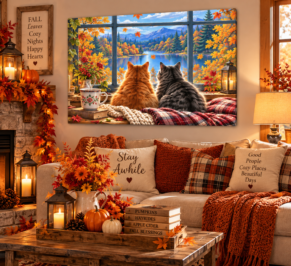 Autumn Window Watchers Wall Art