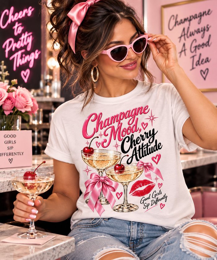 Champagne Mood Cherry Attitude T-Shirt