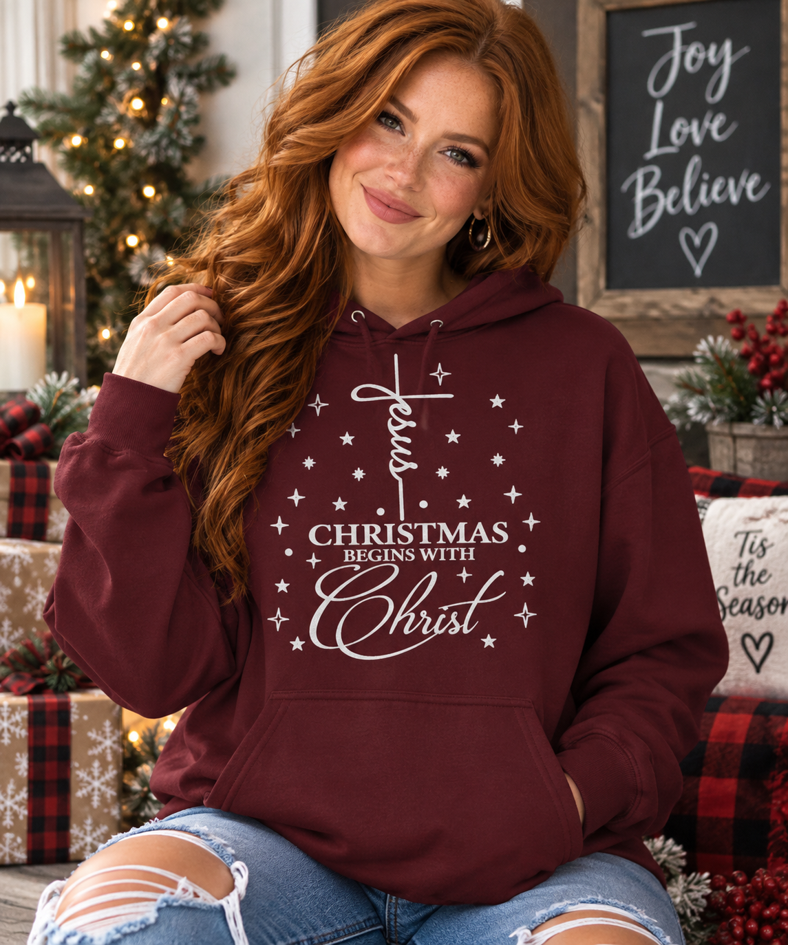 Christmas Begins With Christ Hoodie