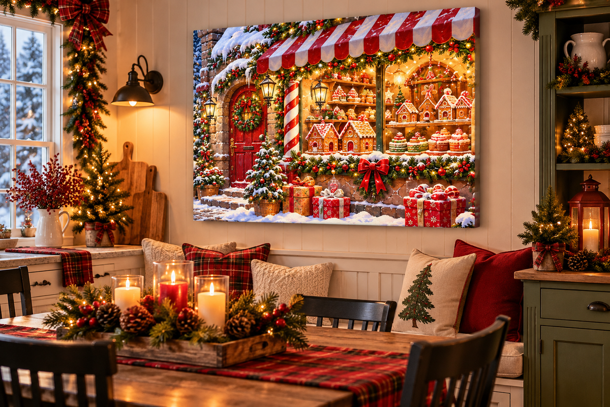 Christmas Gingerbread Bakery Canvas Wall Art