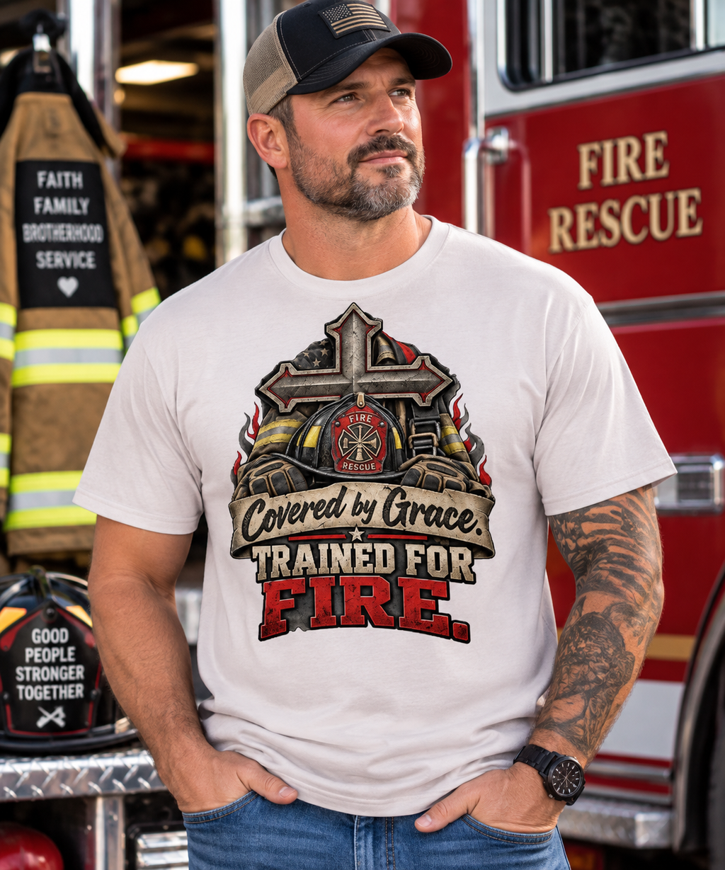 Covered by Grace, Trained for Fire T-Shirt