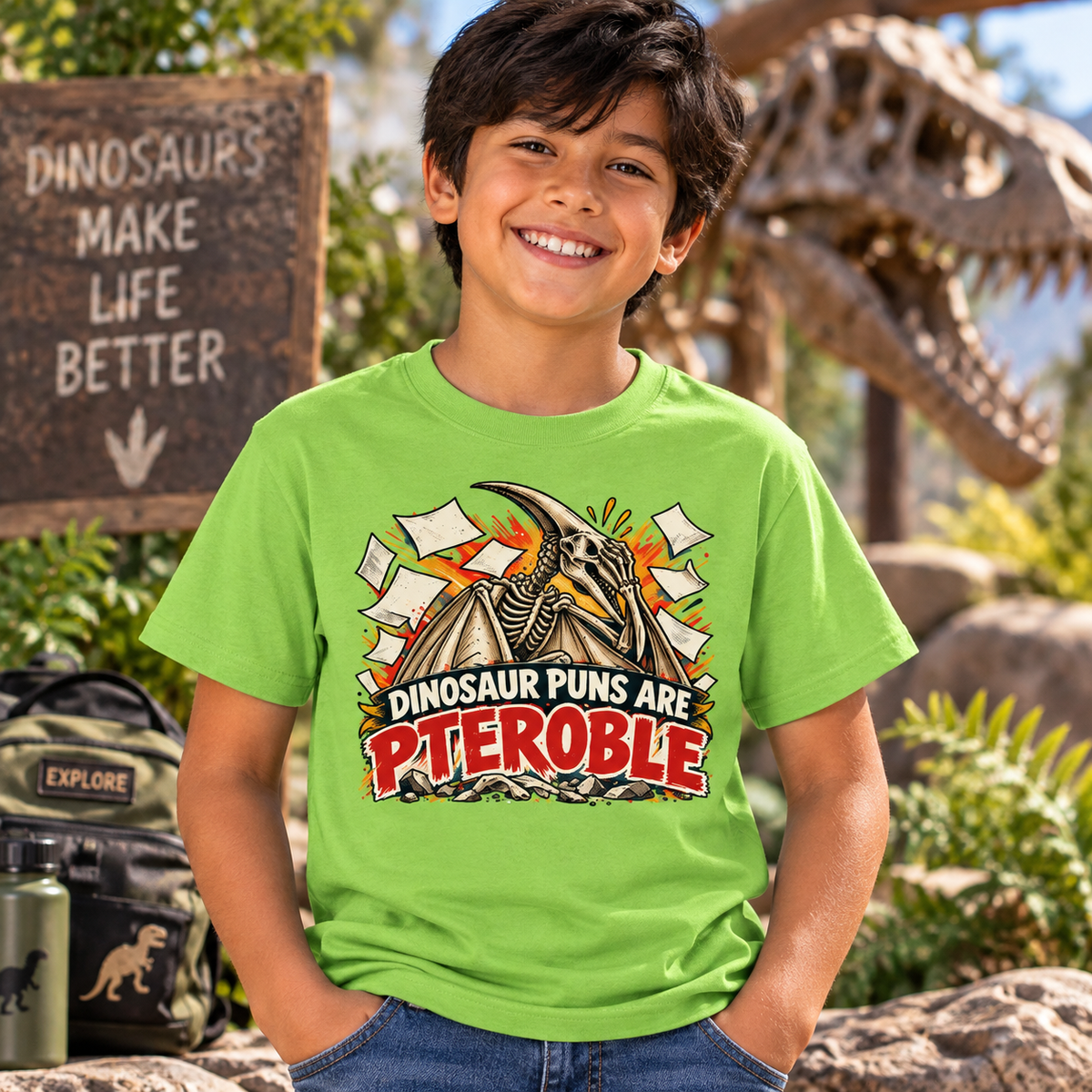 Dinosaur Puns Are Pteroble Youth T-Shirt