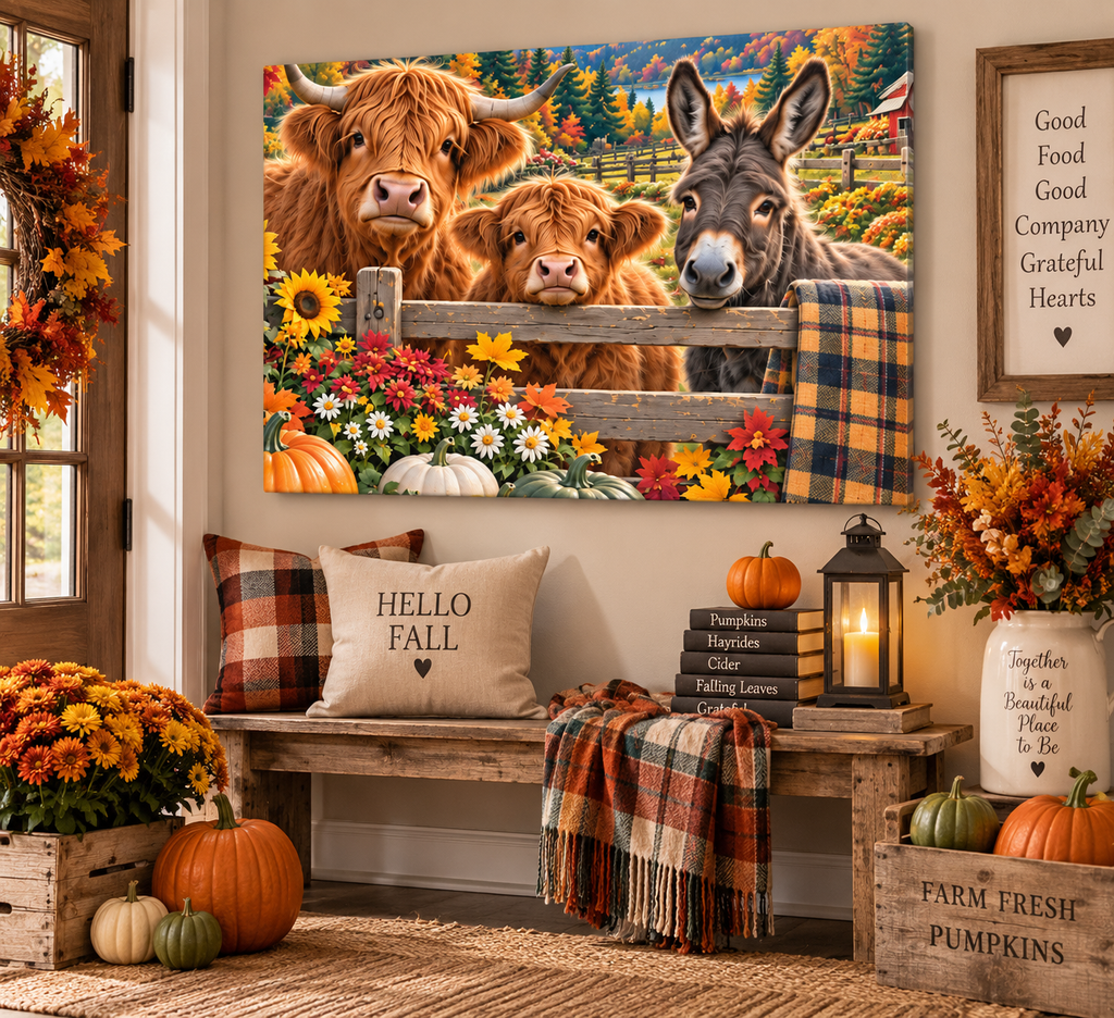 Fall Farm Friends Canvas Wall Art