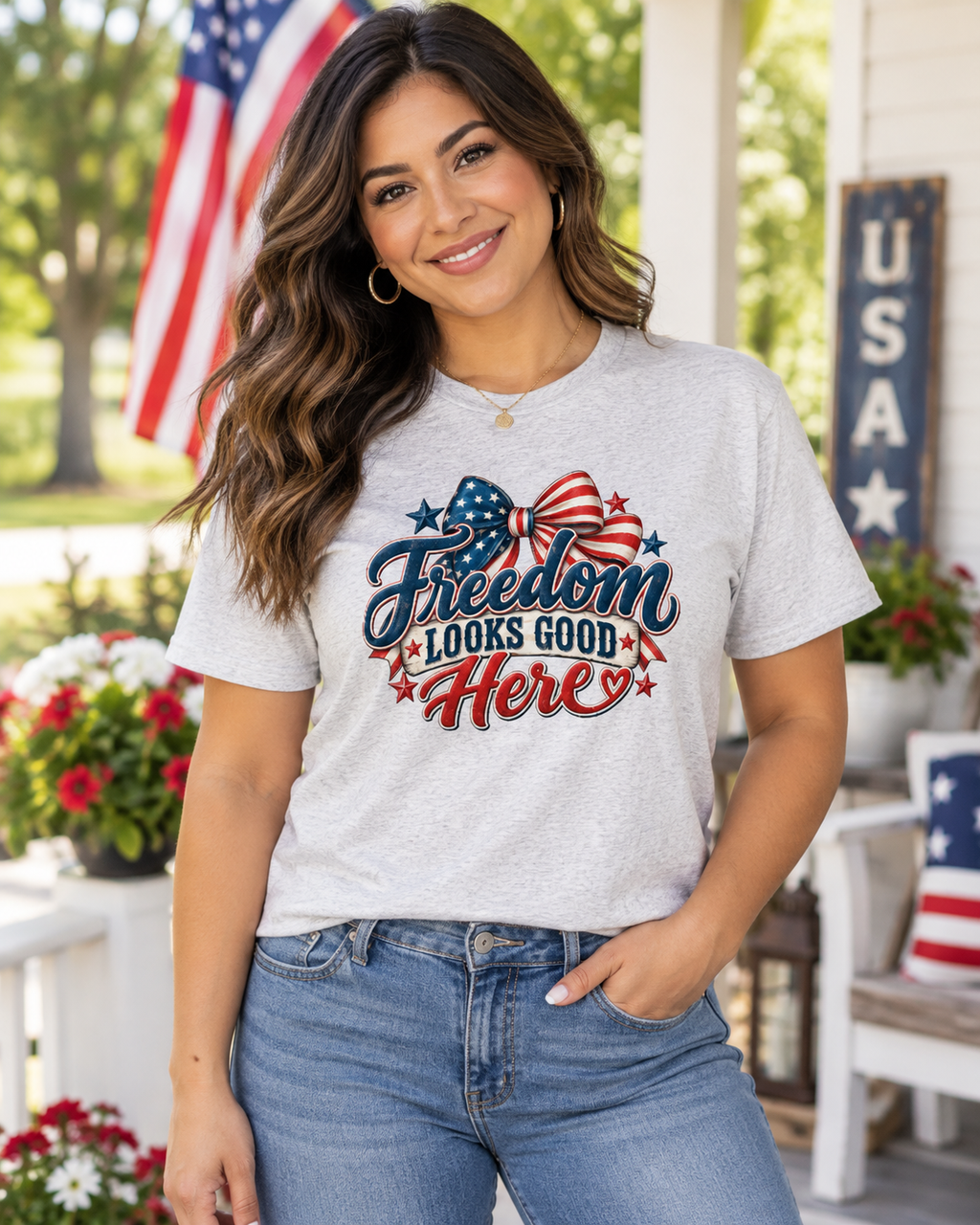 Freedom Looks Good Here T-Shirt