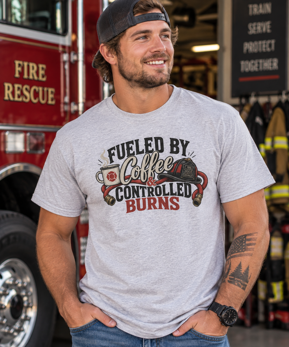 Fueled by Coffee &amp; Controlled Burns T-Shirt
