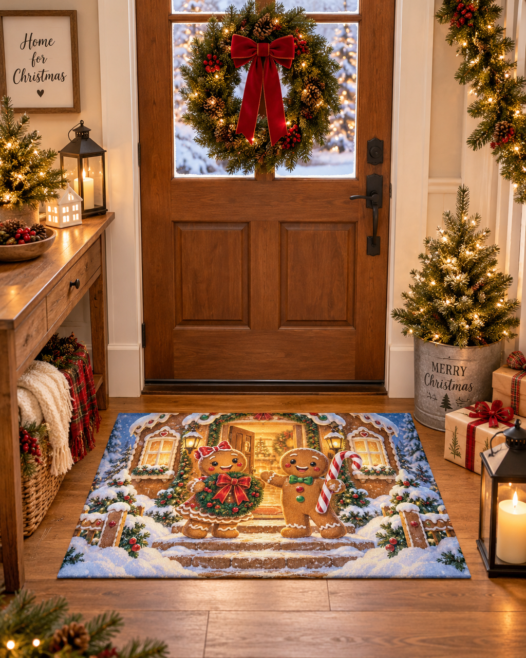 Gingerbread Christmas Welcome Rug