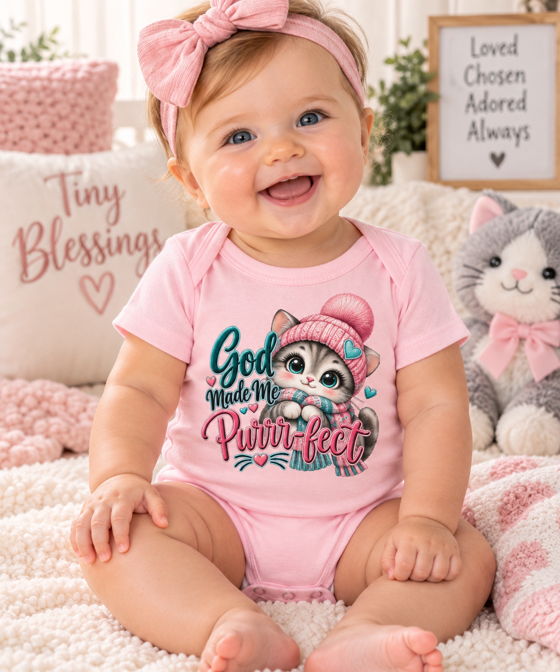 God Made Me Purr-fect Baby Onesie