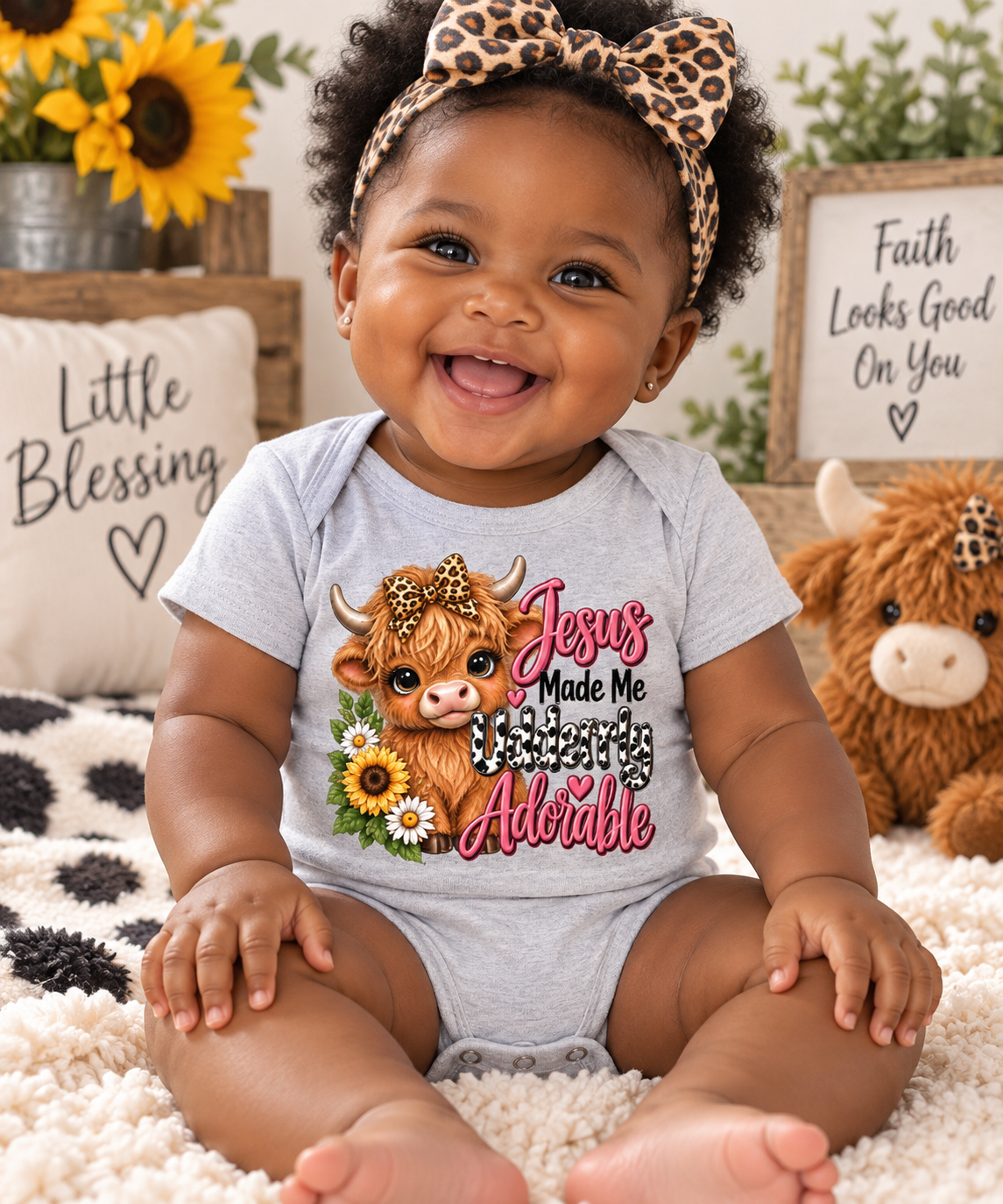 Jesus Made Me Udderly Adorable Baby Onesie