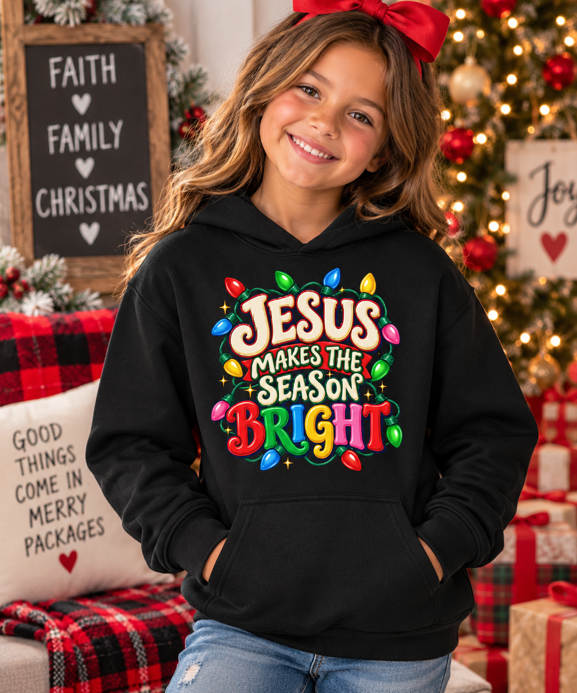 Jesus Makes the Season Bright Youth Hoodie