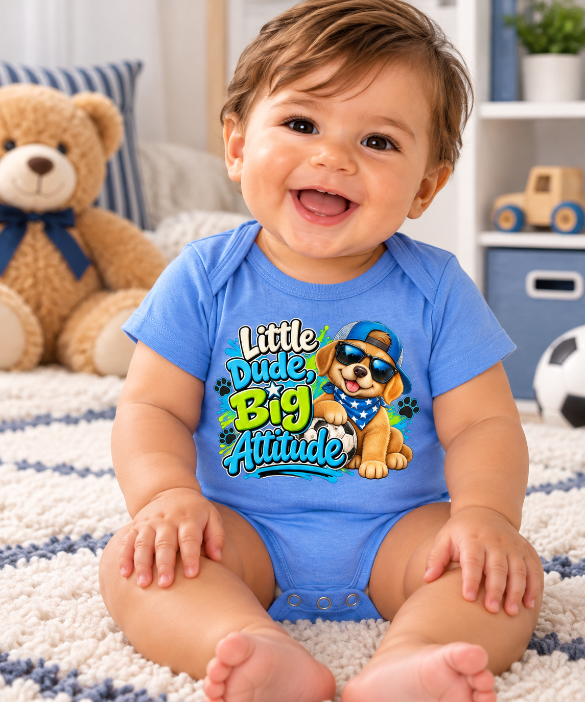 Little Dude Big Attitude Baby Onesie