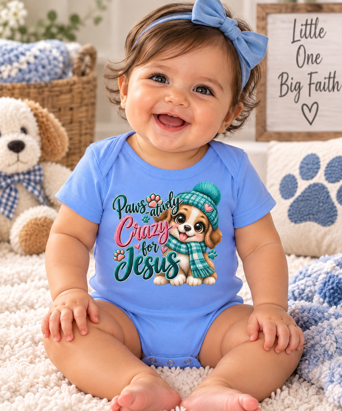 Paws-atively Crazy for Jesus Baby Onesie