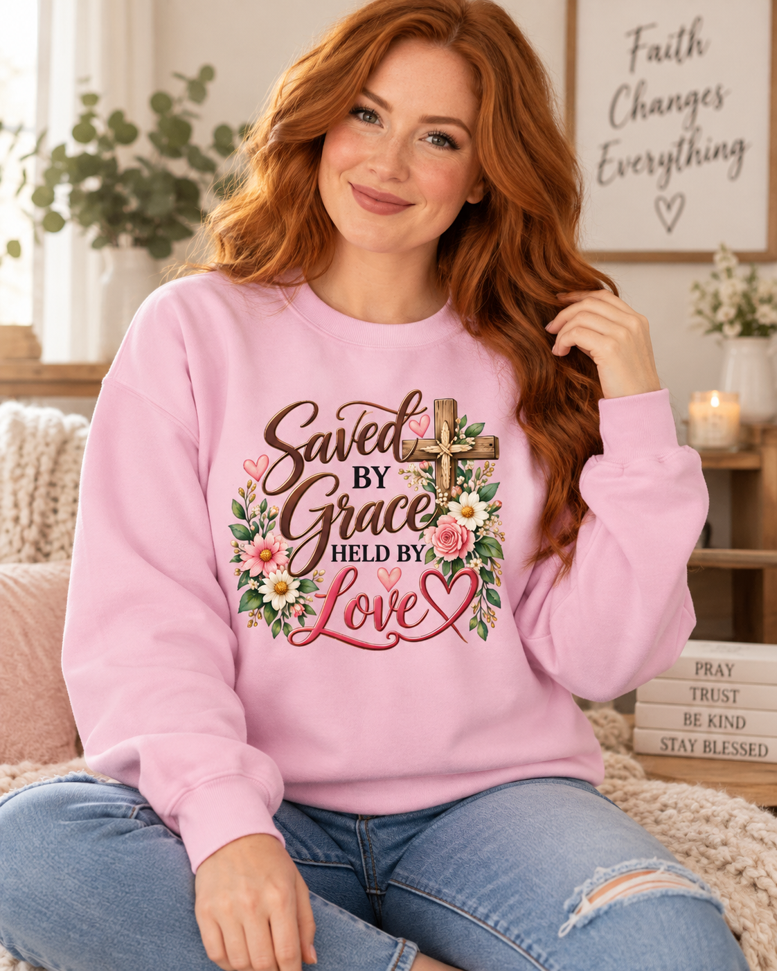 Saved by Grace Held by Love Sweatshirt