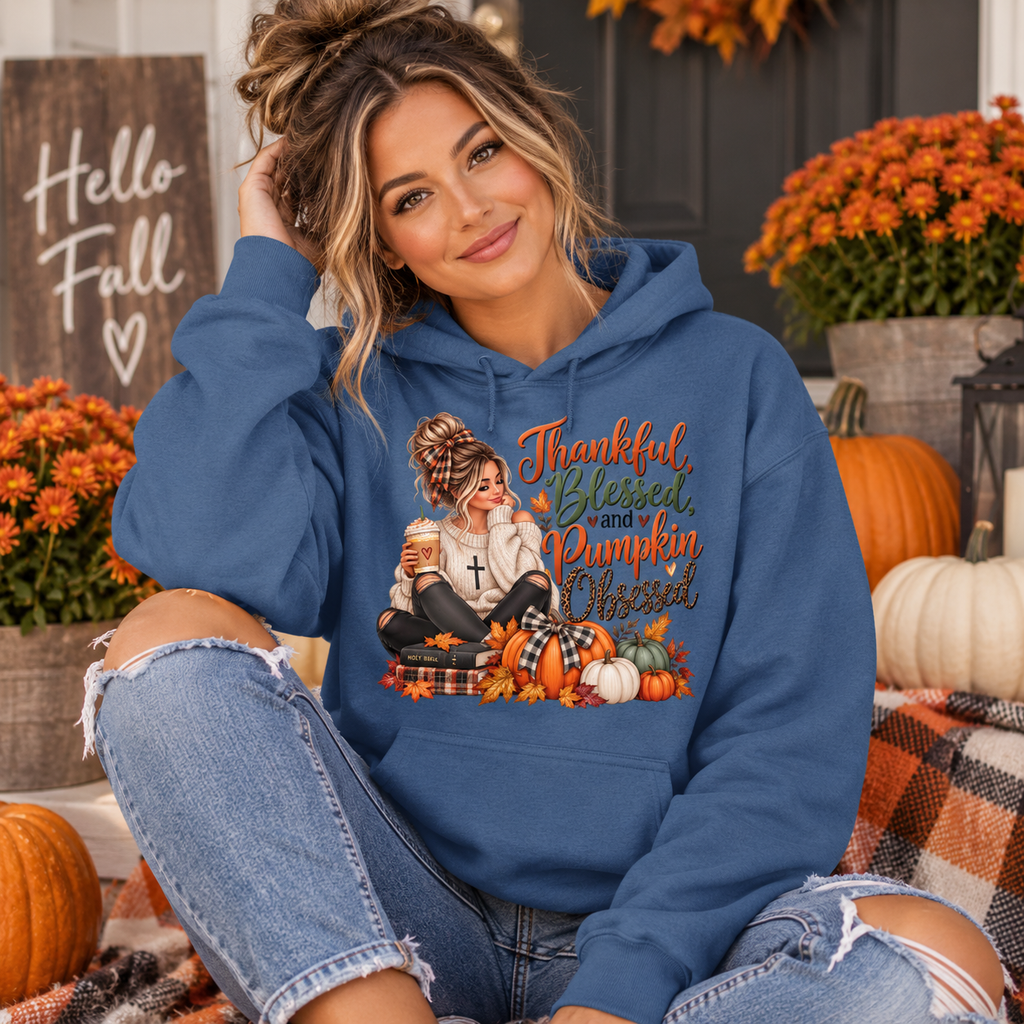 Thankful Blessed & Pumpkin Obsessed Hoodie