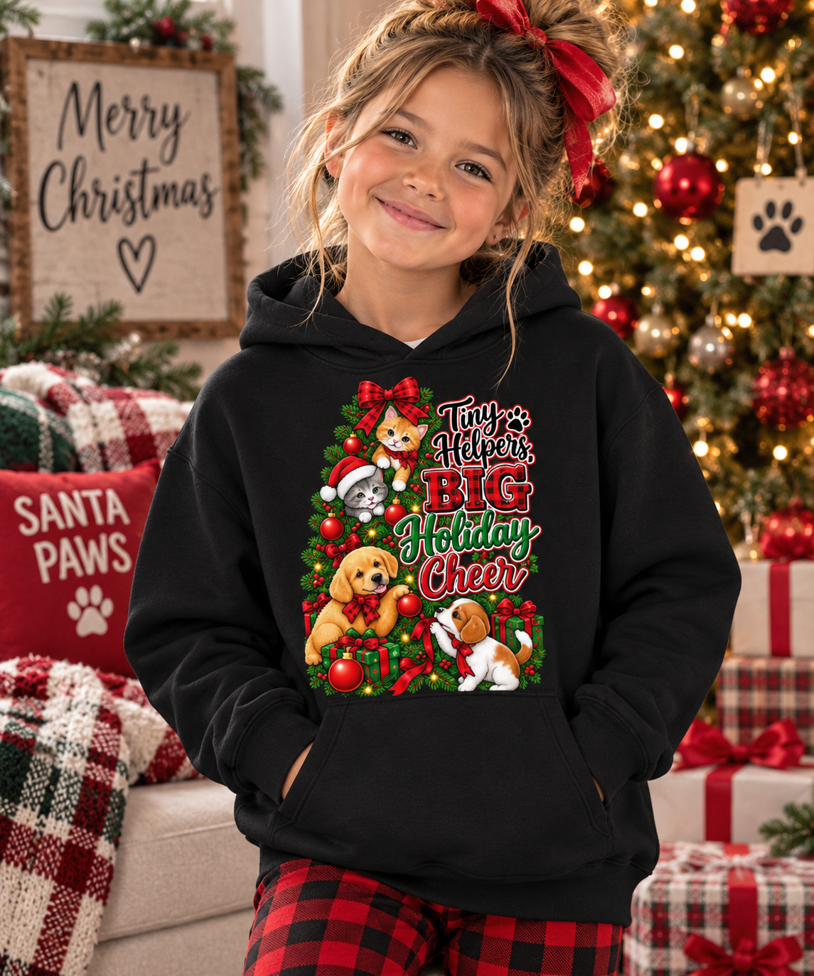 Tiny Helpers Big Holiday Cheer Youth Hoodie