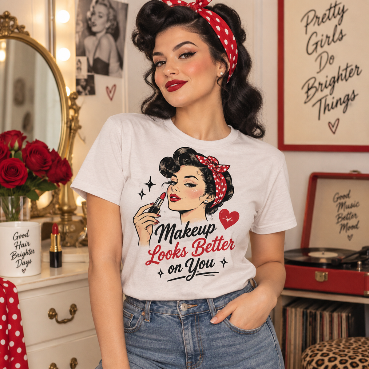 Victory Rolls & Red Lips T-Shirt