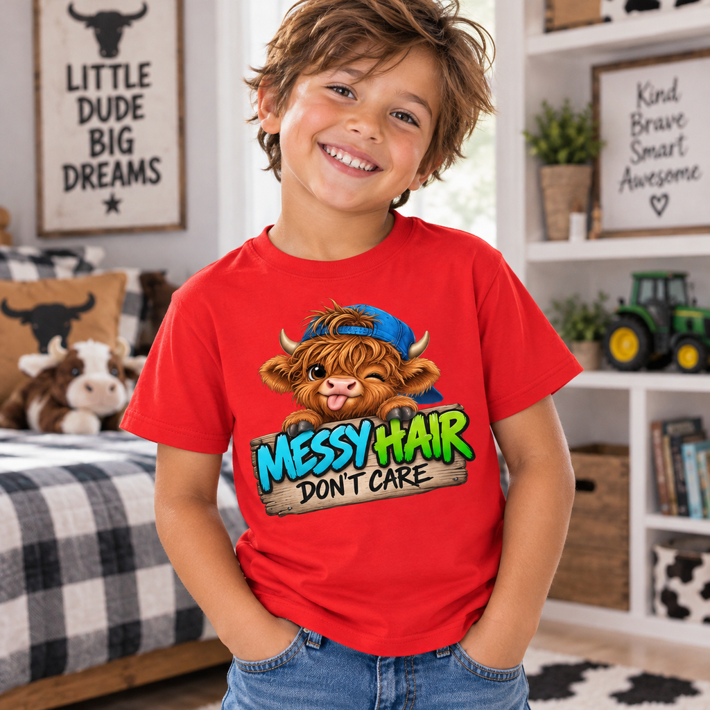 Messy Hair Don't Care Youth T-Shirt