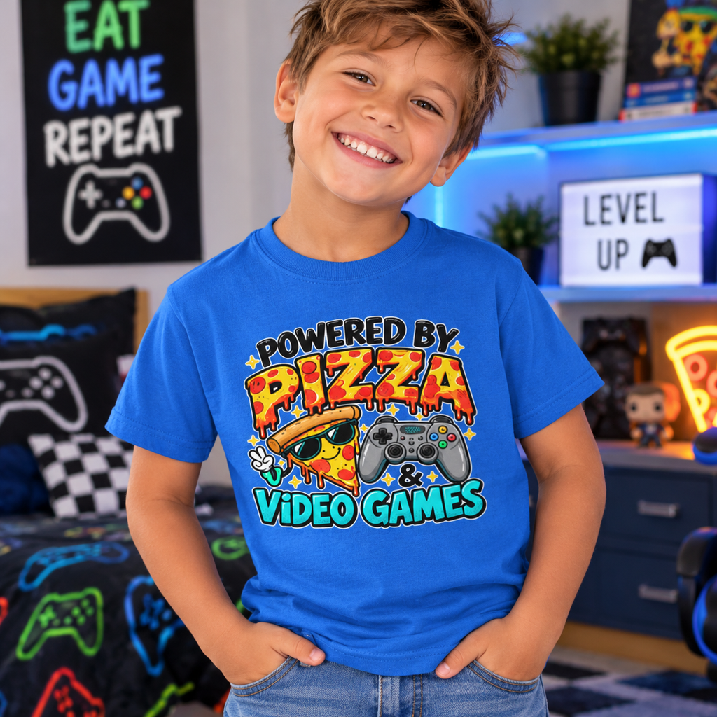 Powered by Pizza & Video Games Youth T-Shirt